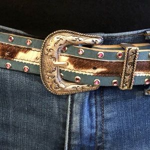 LEATHEROCK Vintage leather and cowhide belt